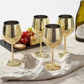 4 Roestvrijstalen Wijnglazen met Geschenkdoos - RVS - (Goud, 540ml) - Elegant, Stevig en Onbreekbaar - Cadeau voor Verjaardagen, Bruiloften & Valentijnsdag