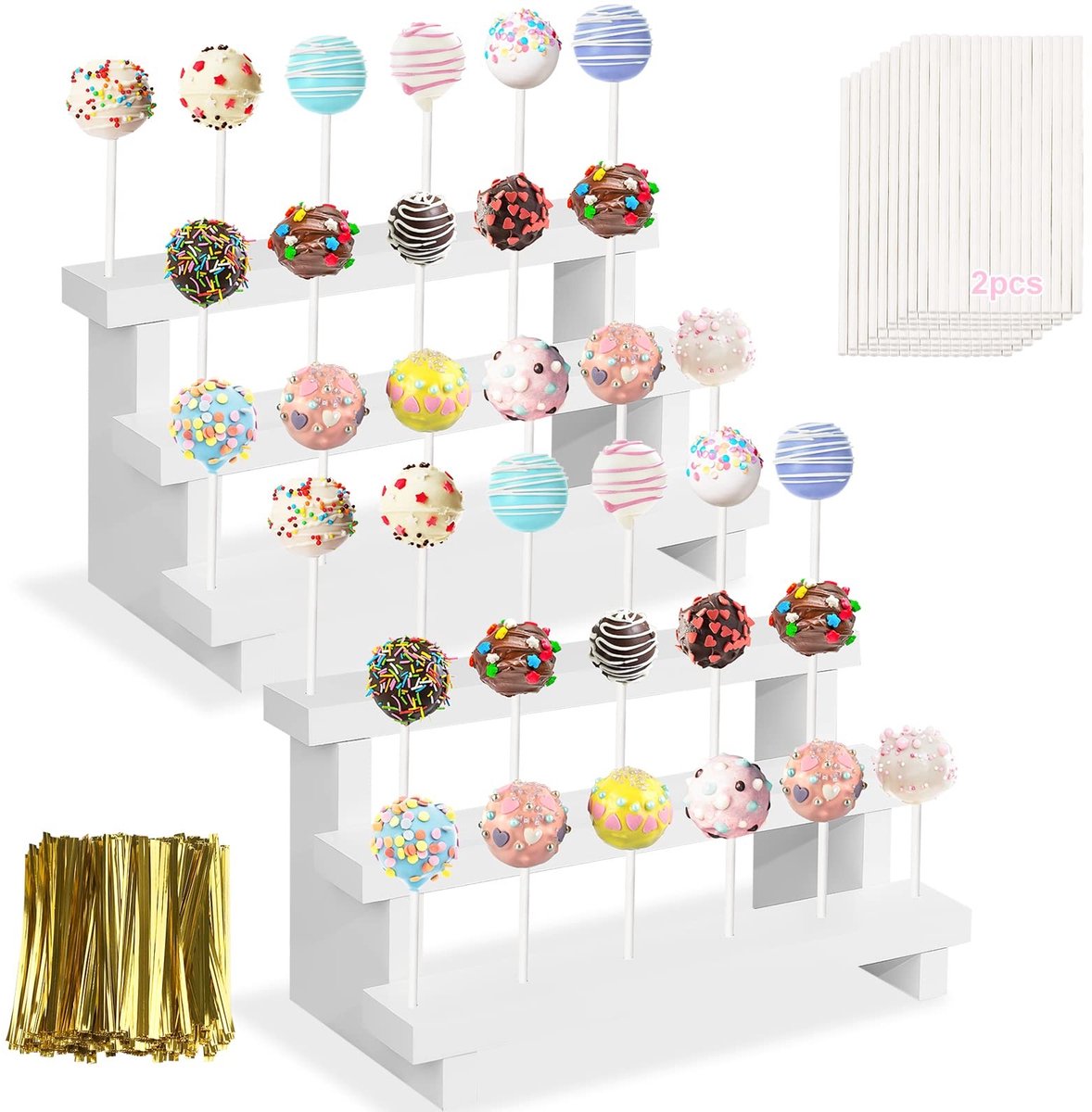 Livia home - Taartpopstandaard - Lollyhouder - Robuust en stijlvol - Wit - Desserttafel - Perfect voor bruiloften en verjaardagsfeesten