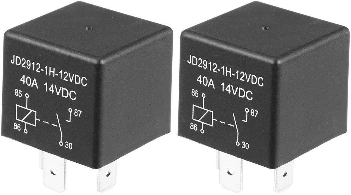 Jhubersproducts - Auto Relais 4 Pins 12V 40Amp - Betrouwbare Constructie - Compact Formaat - Ideaal voor Auto Elektronica - Lange Levensduur - Handig