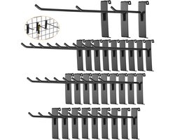 Allecto - Gridwall Hooks - Displayhaak - Sterke kwaliteit - Zwart - Accessoire voor Grid Wall Panels - Ideaal voor winkels en garages - 30 stuks