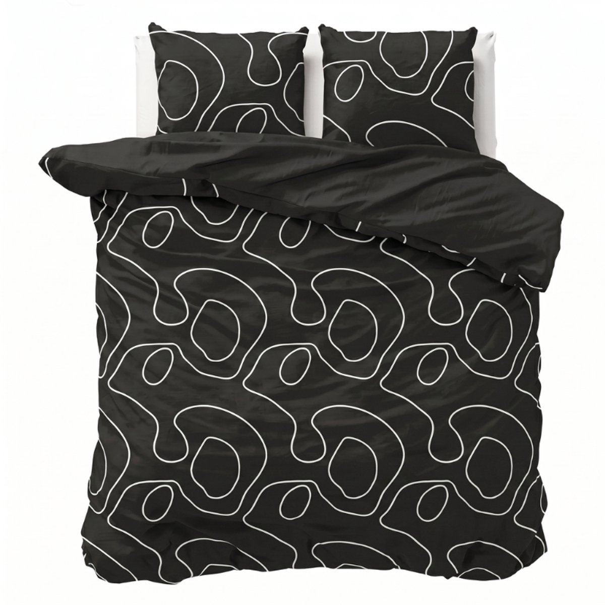 Dekbed-Discounter - Fresh and Co Dekbedovertrek 140 x 200/220 cm - Korte instopstrook - Wasbaar op 40 graden - Inclusief 1 kussensloop - Zwart