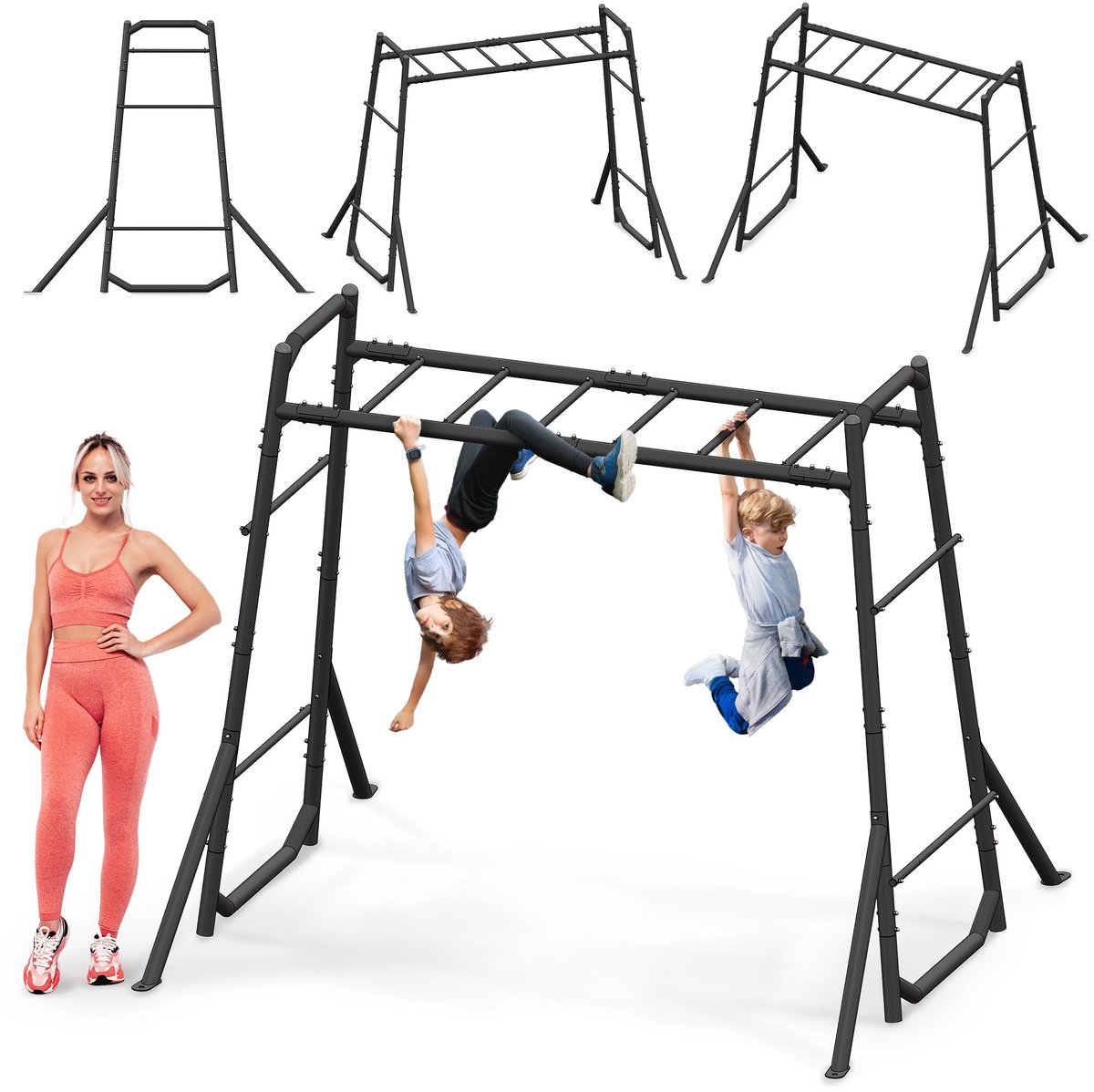 HyperMotion Metalen Klimrek voor Buiten – Tuin Klimladder voor Kinderen en Volwassenen – Street Workout & Calisthenics – Belastbaar tot 200 kg – Zwart