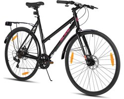 HILAND VELO Dames Racefiets - 700C - 7 Versnellingen - Lichtgewicht Aluminium Frame - Mechanische Schijfremmen - Stadsfiets / Commuter Bike