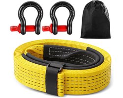 Sleeptouw Auto - Sleepkabel Heavy Duty - Noodsituaties Buiten - 8 Ton Belastbaar - 5 Meter Lang - Geel