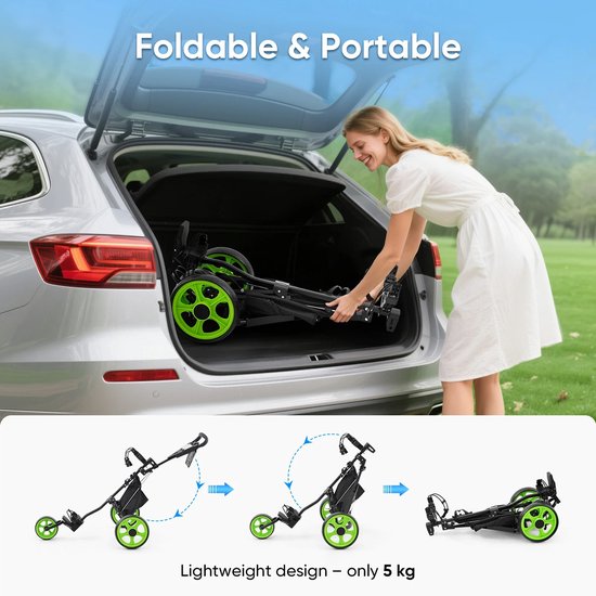 MakkelijkMooi Opvouwbare Golftasdrager - Golftrolley - Lichtgewicht - Ergonomisch Verstelbaar Handvaten - Geïsoleerde Koeltas van Merkloos — afbeelding 3
