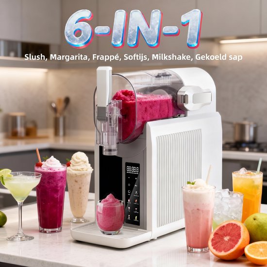 Slush Ijsmachine - 2L - 6 programma's - Zelfreinigend - Turbo Freeze - Wit — afbeelding 3