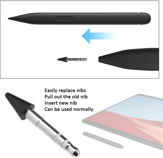 Dailygoods - Set - Roestvrijstalen pennen - Duurzame prestaties - Zwart - Compatibel met Microsoft Surface Slim Pen 2 - Geschikt voor Pro ... — afbeelding 5