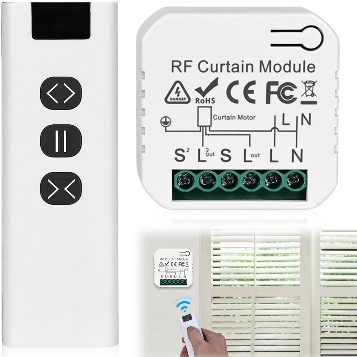 Slimme Draadloze Shutter Controle Retrofit Set - Voor Rolluiken, Jaloezieën en Markiezen