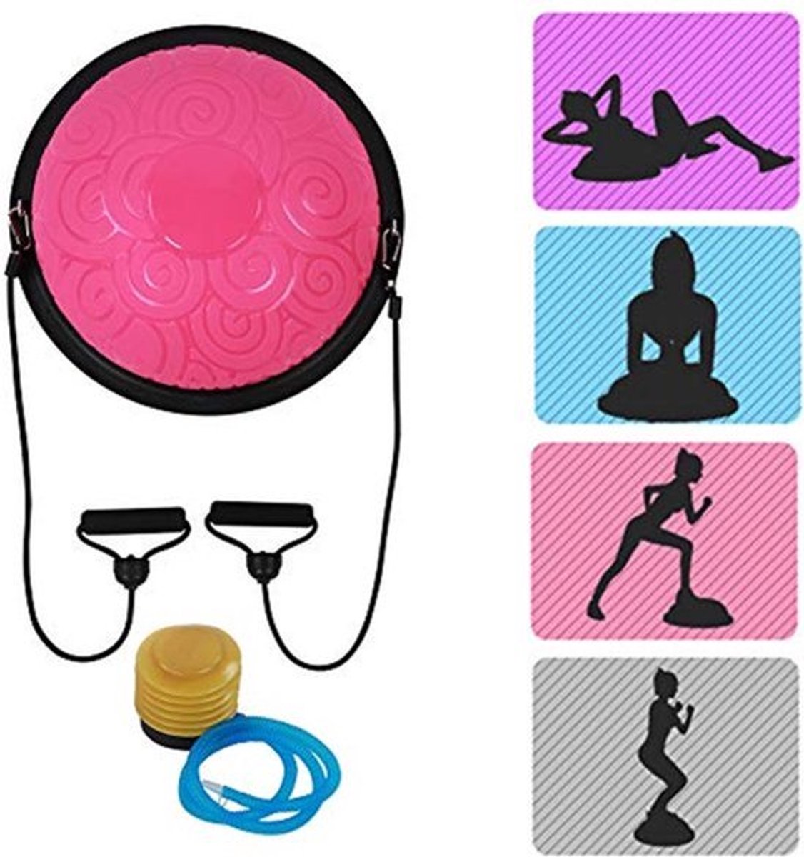 Half Yoga Ball - Balance Trainer - Inclusief Weerstandsbanden - Antislip TPR Mat