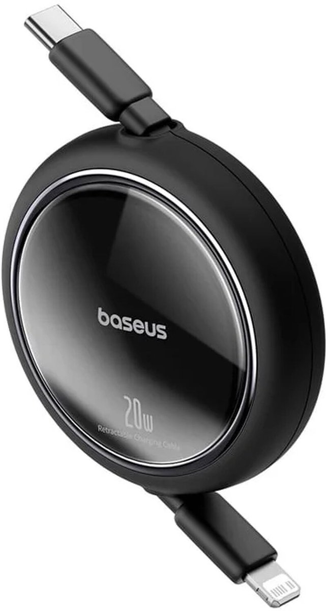 Baseus Free2Pull Oprolbare USB-C naar Lightning Kabel 20W PD 1M Zwart