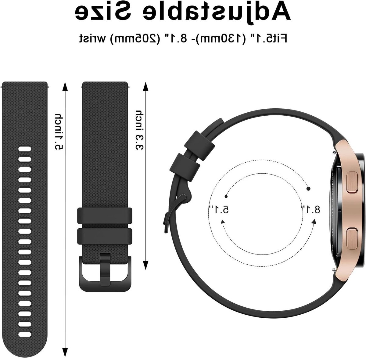 Set van 2 siliconen horlogebandjes van 20mm en 22mm voor heren en dames, vervangbare armbanden voor horloges