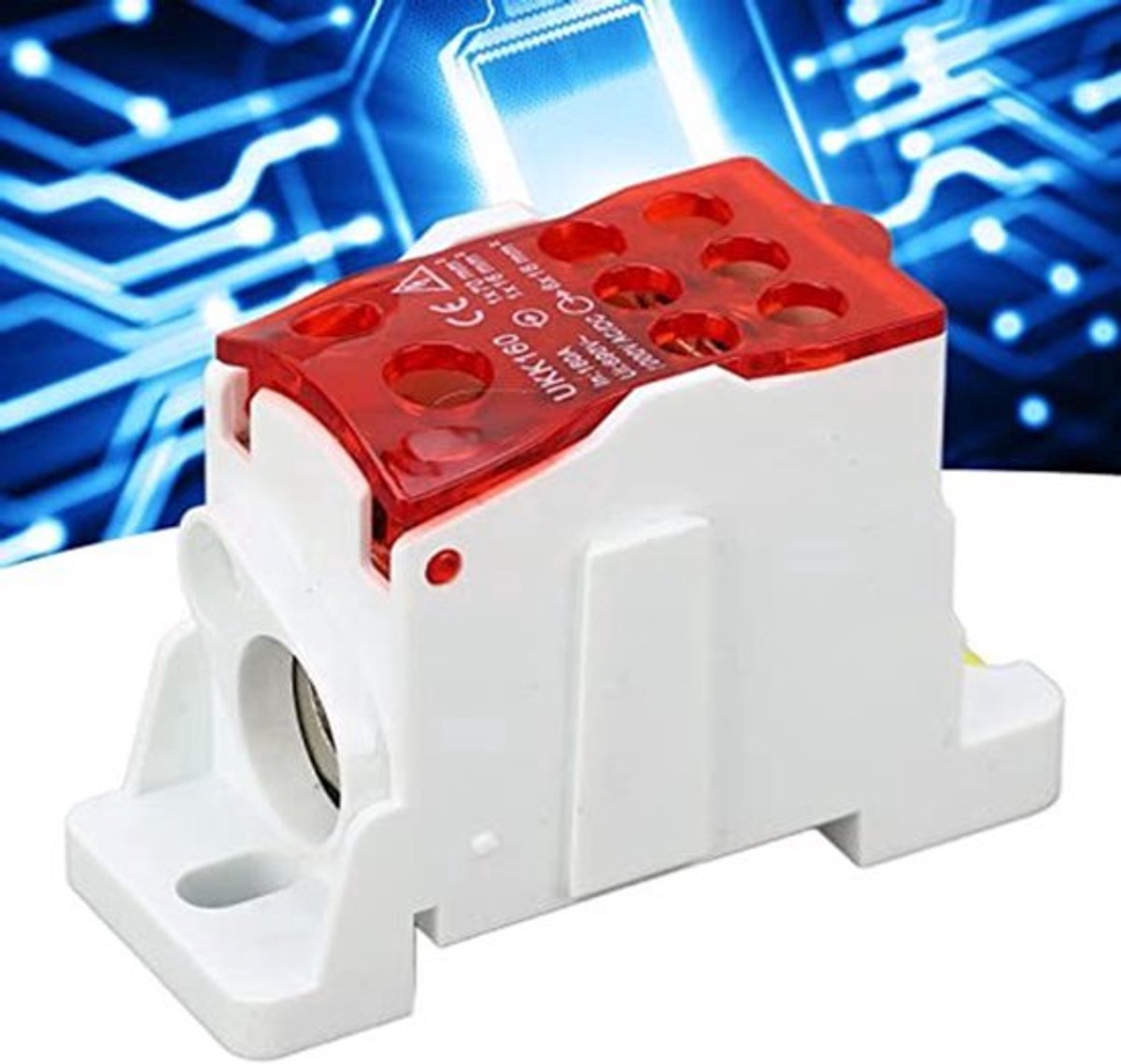 DIN Rail Terminalblok 690V 160A - Rood - Vlamvertragend PA66 Behuizing