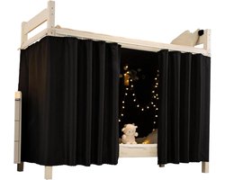 Stapelbed Gordijnen - Privacy Gordijn - Creëer Privacy - Verduisterend Geluiddempend - 120x200 cm - Zwart