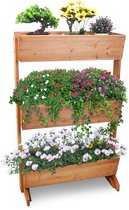 unho Verticale Tuin Moestuinbak op Poten - 3 Lagen - Massief Grenenhout - 69x39x106cm - Robuuste Plantenbak voor Balkon, Terras & Tuin
