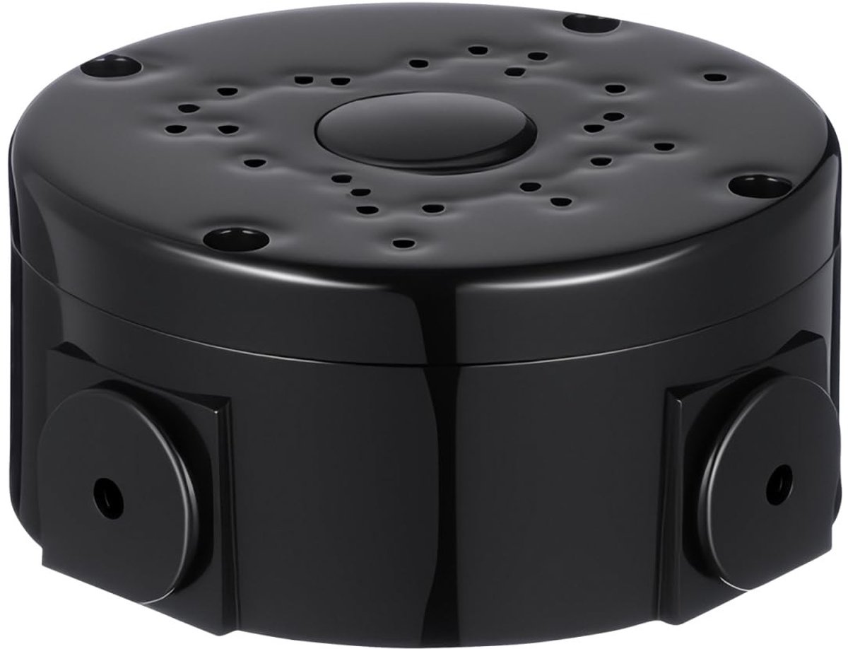 Vlemico - Waterdichte aansluitdoos - Camera-aansluitdoos - Ronde kunststof box - Zwart - Kabelafdekking - Geschikt voor binnen en buiten - 10 mm di...