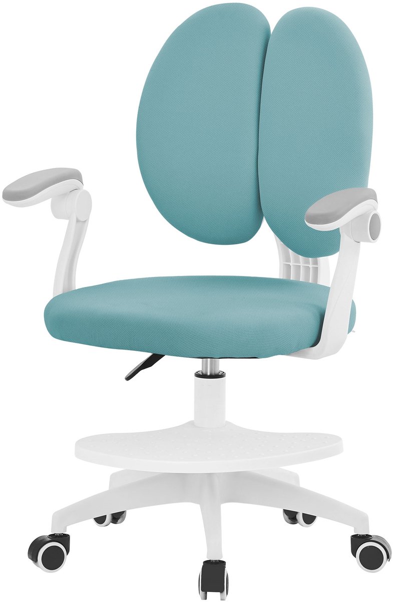 ml-design ECD Germany Bureaustoel voor kinderen, ergonomische kinderstoel serie petrol 360 graden draaibare zitting hoogteverstelbaar 95-107 cm met rugleuning armleuningen en voetensteun ademende stoffering met verstelbare zitdiepte comfortabel voor schoolwerk