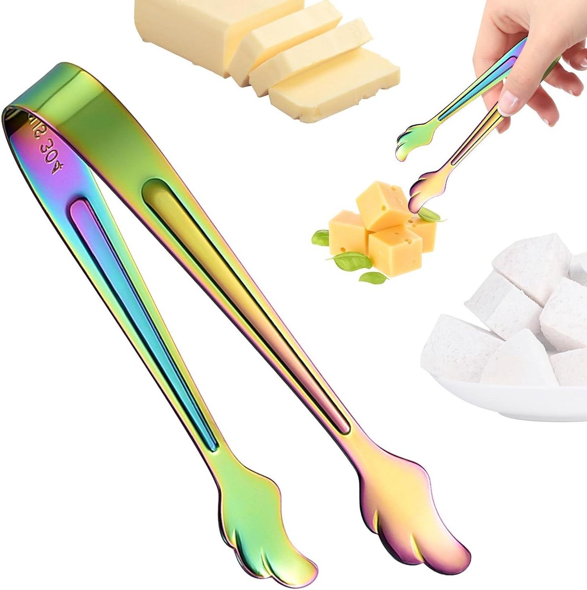 Snoeptang 4 Stuks - Serveertang Mini - Buffet Serveren - Roestvrij Staal 304 - 11.5 cm - Zilver