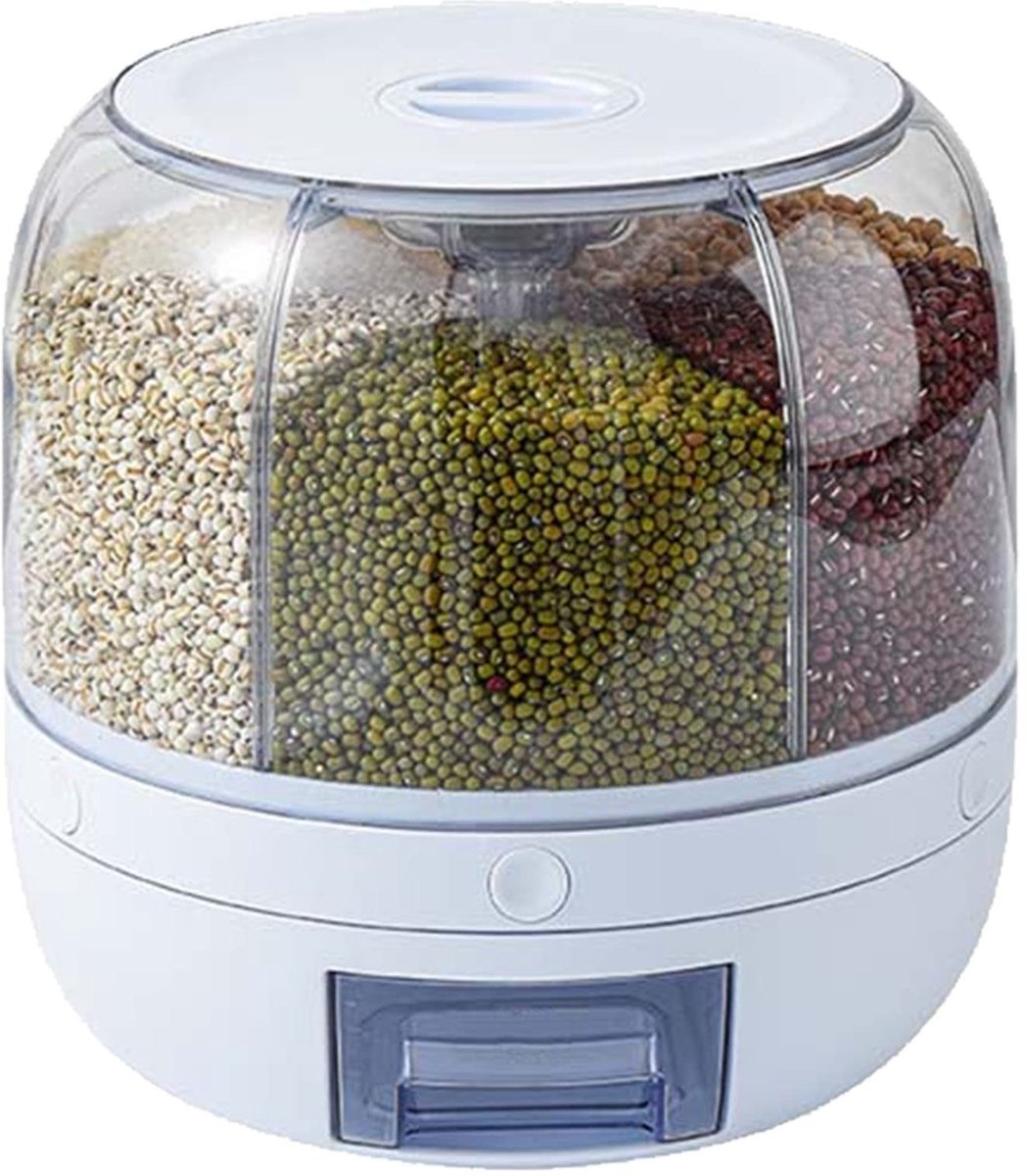 360° Rotatie Graan Dispenser - 5L Transparante Opslagbox voor Rijst en Granen
