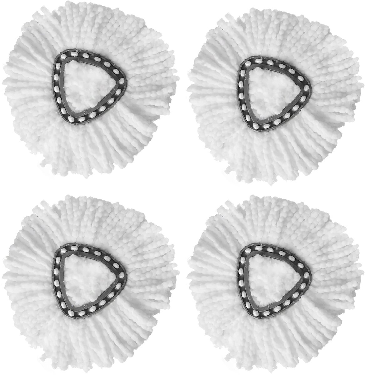 Zeynomax - Spin Mop Vervangingshoofd - Microfiber Vervangingsset - 4 Pack voor Gemakkelijk Schoonmaken - Wit - Perfect voor Huishoudelijk Gebruik - ..