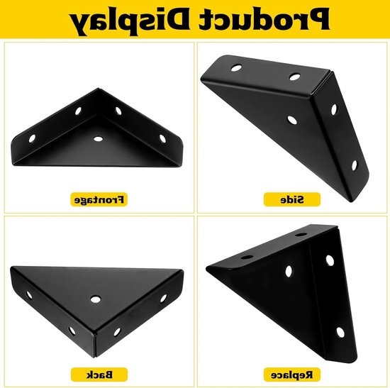 Set van 10 Hoekverbindingen voor Meubels, Metalen Hoekconnectoren voor Hout, Triangulaire Steun voor Versterking en Reparatie van Planken, Kasten en Tafels — afbeelding 2