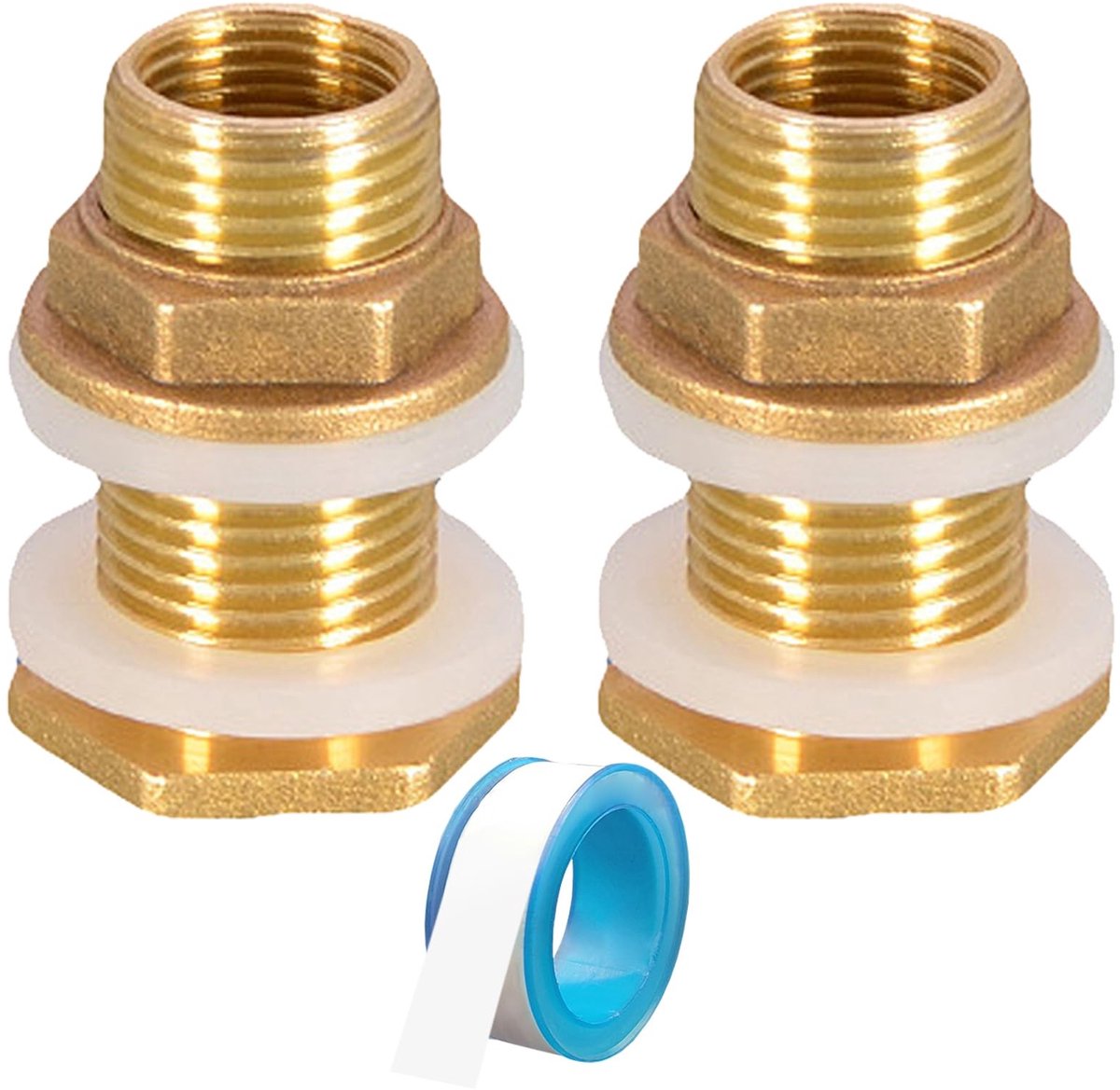 Elzusha - Water Tank Connector - Regenwater Aansluiting - Waterdicht en Duurzaam - 1/2 Inch - Geschikt voor Cisternen en Regenton - 2 Stuks