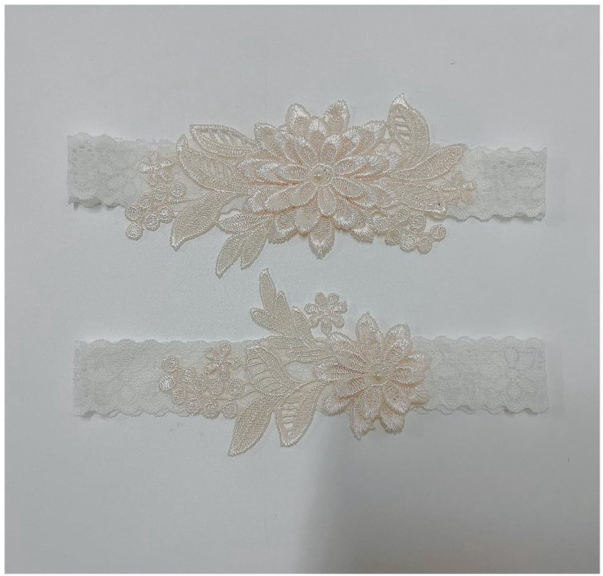 Livia home - Kanten kousenband - Bruiloft accessoires - Beige - Sexy bloemenkant - Perfect voor feestelijke gelegenheden