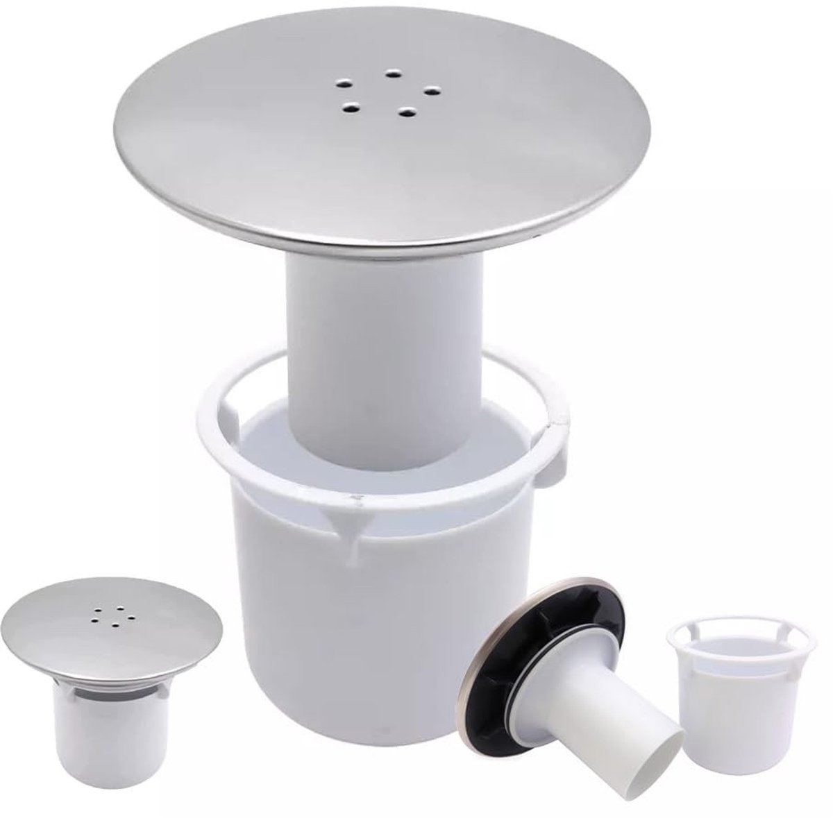 Smoakez - Douche Afvoer Cover - Drain Protector - Afneembare Hoes - Wit - Douche Afvoer - Ideaal voor Badkamer - 11,5 cm