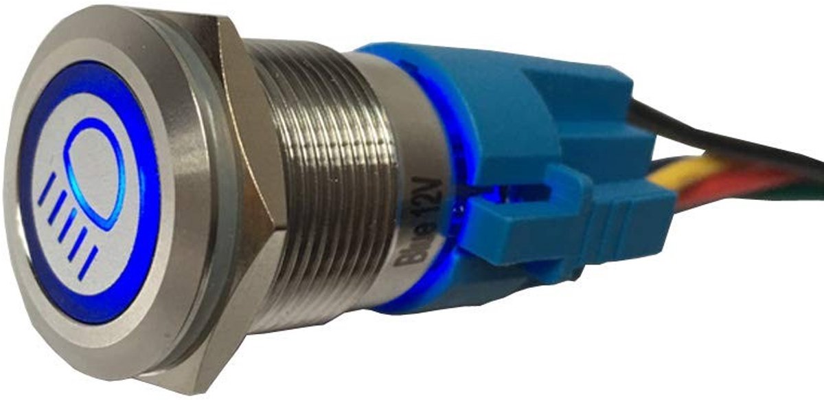 Waterdichte RVS Drukschakelaar met LED voor Auto en Vrachtwagen - 19mm 12V 5A