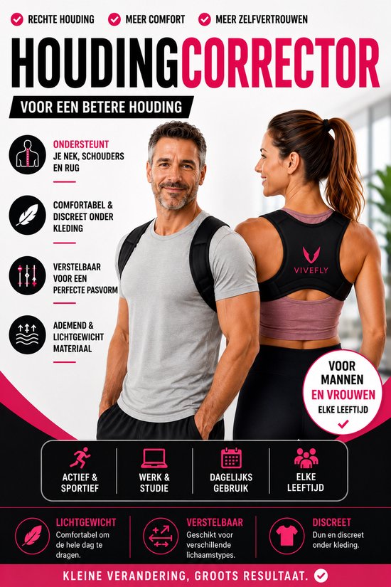 Man en vrouw poseren met Vivefly houding corrector