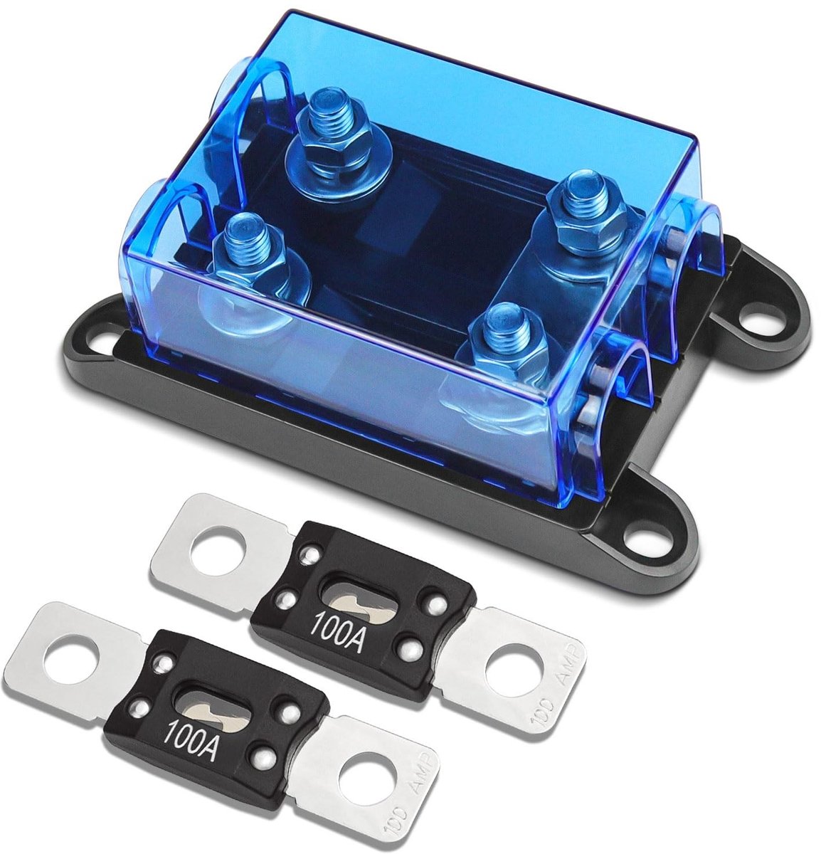 Dailygoods - Mega Fuse Holder - Duurzaam en waterdicht - Geschikt voor voertuigen - 2 x 100 A Mega Fuse - Voor trucks, caravans en meer