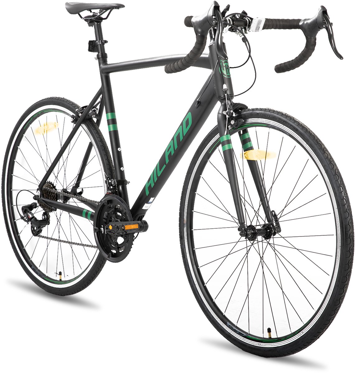 HILAND Racefiets 700 x 32C - 14 Versnellingen - Lichtgewicht Aluminium Frame - Wielrenfiets voor Heren & Dames - Zwart 57