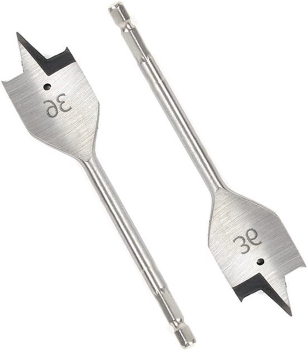 36 mm high-speed koolstofstalen platte boor voor houtbewerking zacht en hardhout gips tang schuimbox 1 stuk zilverkleurig
