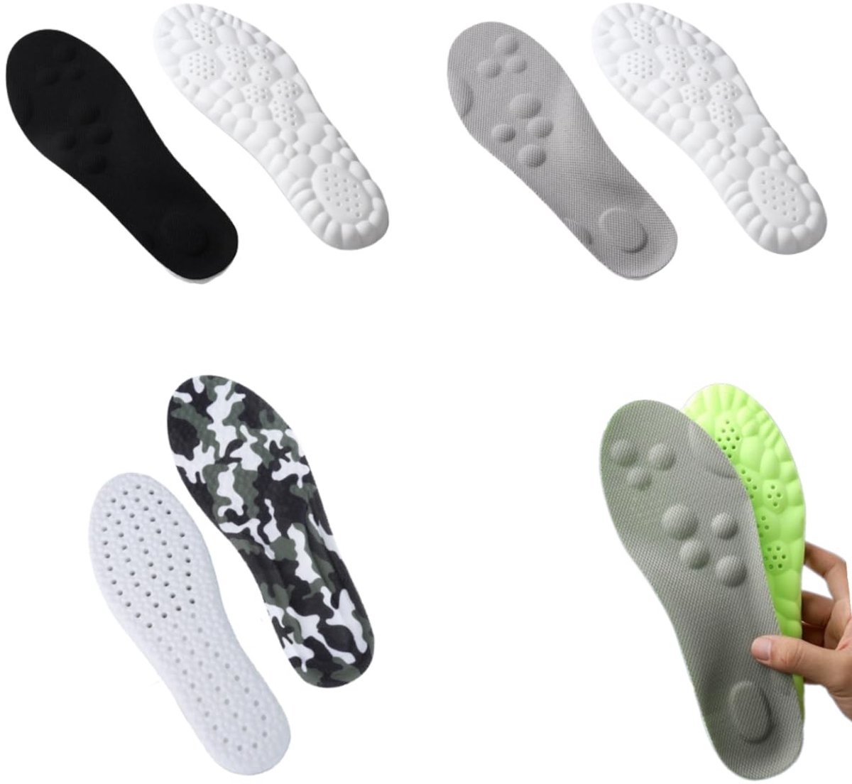 Dailygoods - Inlegzolen - Booginlegzolen voor Werkschoenen - Comfortabel en Ademend - Maat 41-42 - Geschikt voor Platvoeten en Hielspoor - 4 Paar