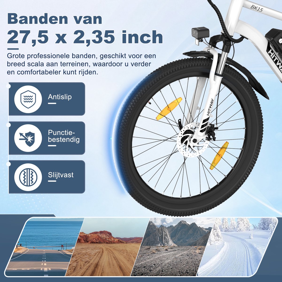 Hitway Elektrische Fiets BK15 Pro - 27.5 Inch City Commuter EBike met Afneembare 36V 13Ah Lithium Batterij - Mountain E-Bike met 250W Motor - 7 Versnellingen - IP54 Waterdicht - Elektrische Fietsen – foto 2