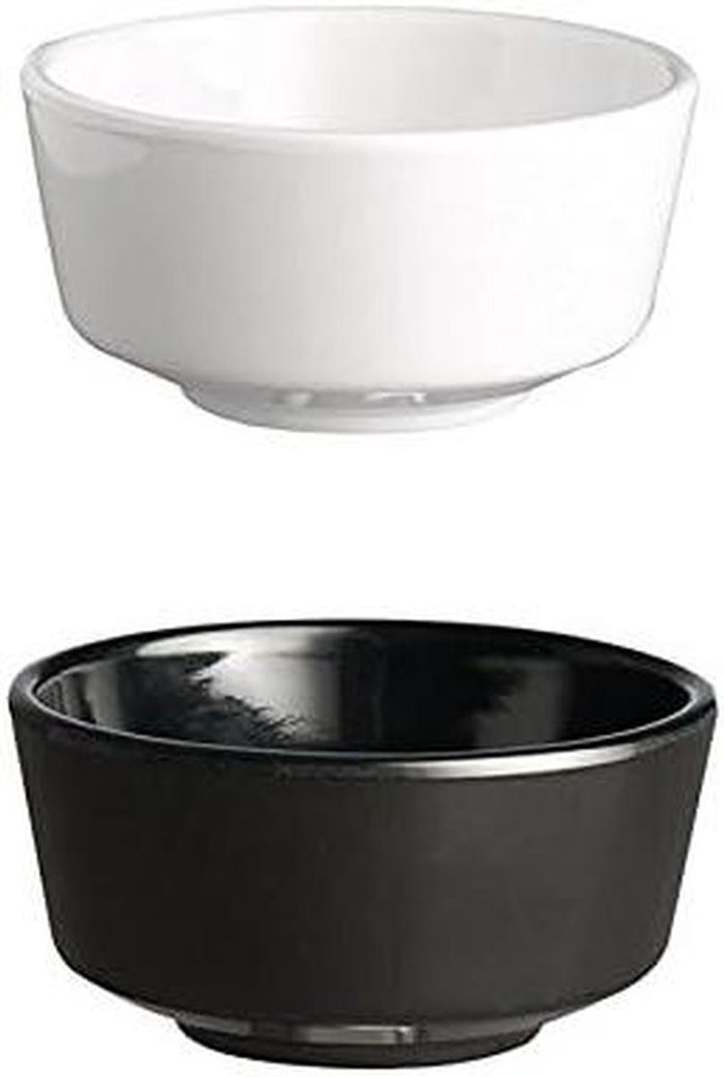 Melamine Schaal - Serveerkom Rond - Eten Serveren - Vaatwasmachinebestendig Stapelbaar - Meerdere Maten - Wit Zwart