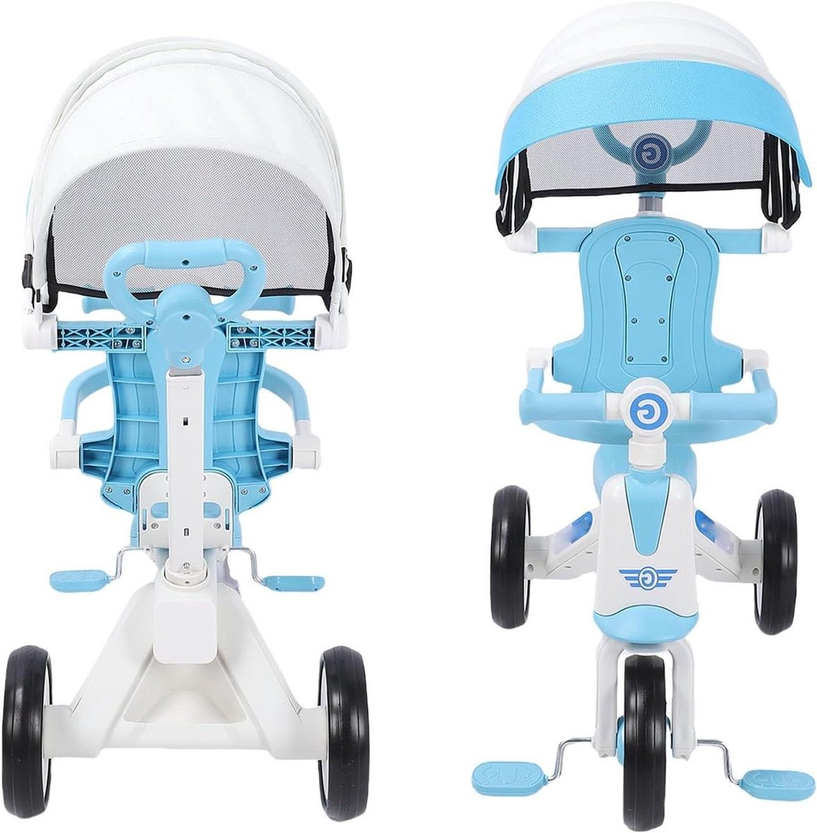Fabater Driewieler voor Peuters, 2-in-1 Baby-driewieler-kinderwagen met Duwhandvat Afneembare Voetsteun Verstelbare Luifel, voor Kinderen van 18 Maanden Tot 5 Jaar (BLUE)