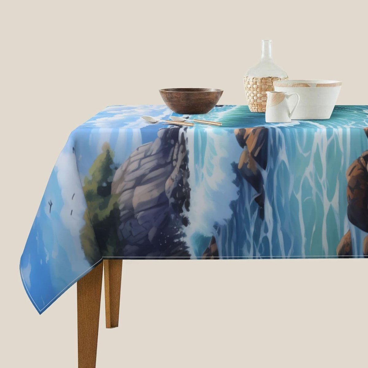 Tafelkleed - Beschermer - Eettafel decoreren - Waterdicht polyester - 152 x 152 cm - Blauw