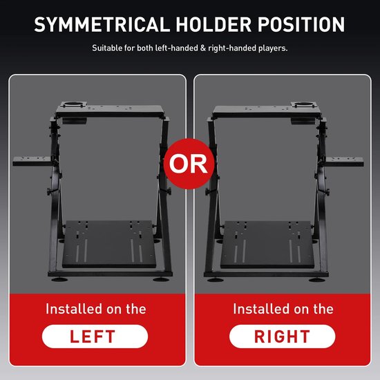 NordHaus Stuurwielstandaard - Sim Racing Cockpit Frame - Verstelbare Racing Wheel Stand met Versnellingspookhouder - Opvouwbaar - Zwart — afbeelding 5