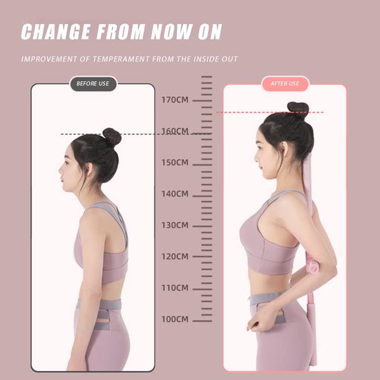 Yoga Houding Stok - Stretch Gereedschap - Houding Corrigeren - Verstelbare Lengte - 54-86 cm - Roze — afbeelding 5