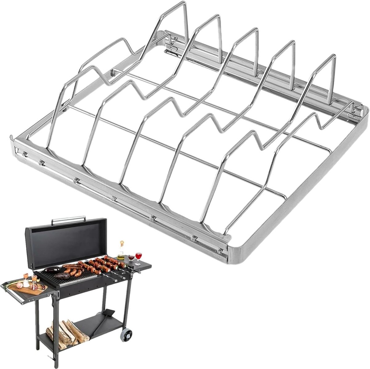 Grillrek - Barbecue rooster - Buiten koken - Roestvrij staal - 27.2 x 22.4 cm - Zilver