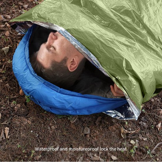 Thermo Survival Bag - Nood Slaapzak - Outdoor Bescherming - Waterdicht Lichtgewicht - 90x210cm - Legergroen van Thermo期开奖 — afbeelding 5
