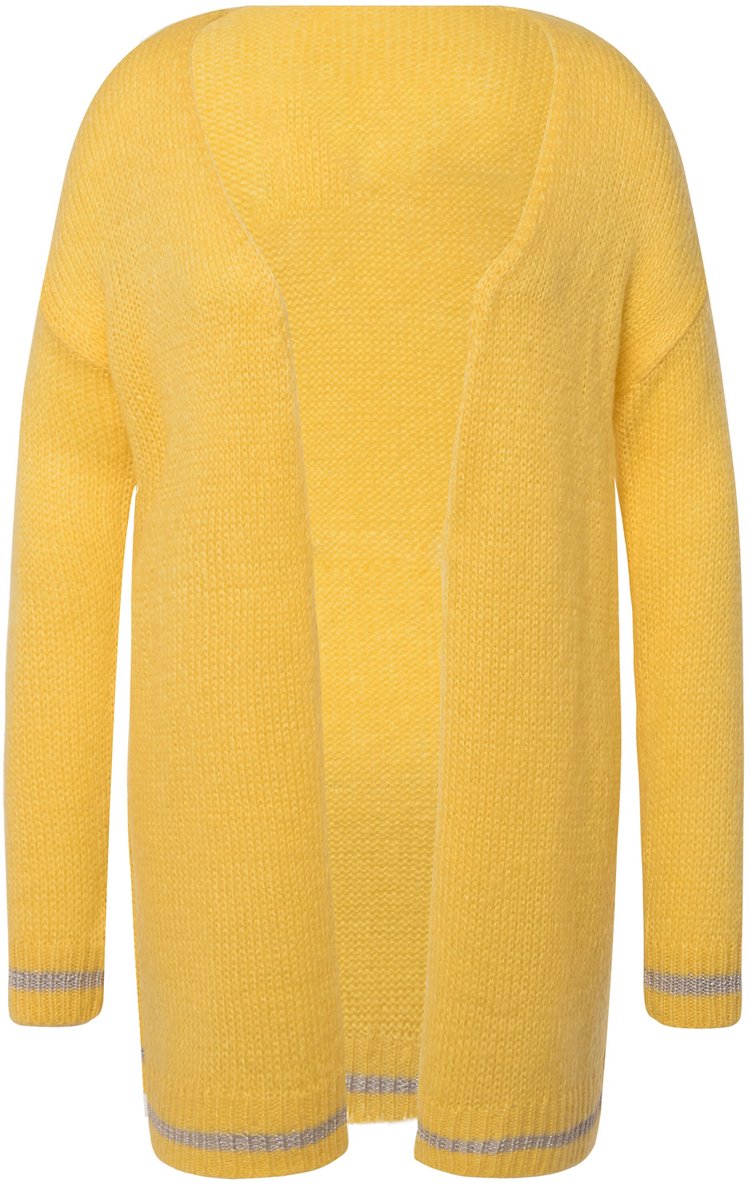 MIAMODA - Dames - Cardigan glitter-boordjes open model lange mouwen - Citroen - Maat 44+