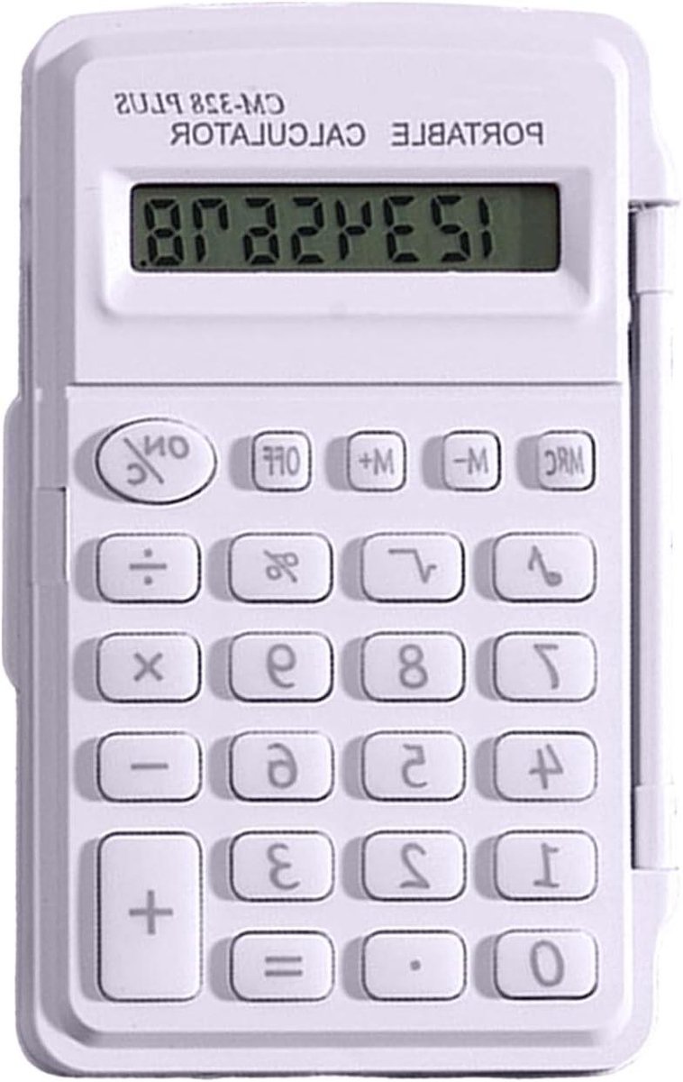 Mini Zakrekenmachine - Draagbaar Rekenapparaat - Dagelijkse Berekeningen - Helder LCD Scherm - 8 Cijfers - Wit