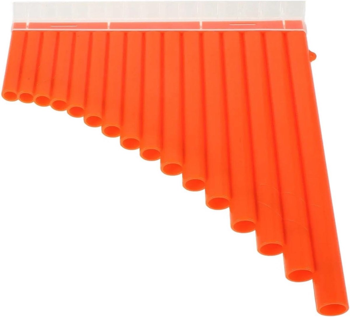Panfluit Instrument - Beginner Fluit - Muziek Leren - 16 Pijpen C-Toets - 35 x 29 cm - Oranje