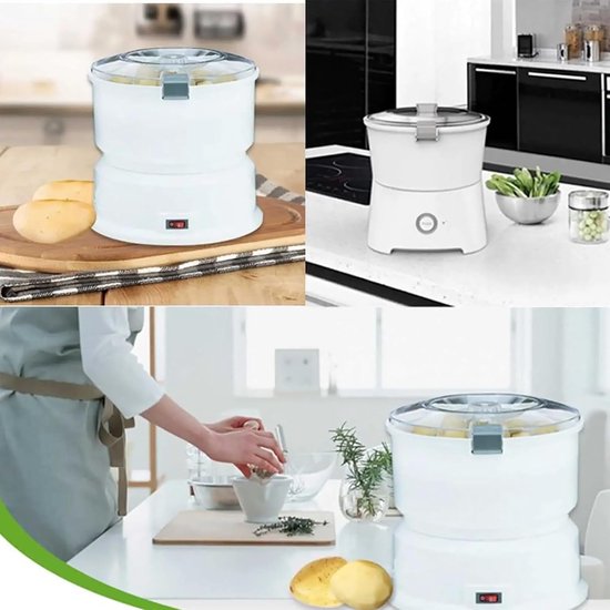 Elektrische Aardappelschiller - Automatische Keukenmachine - Snel Groenten Schillen - One-Touch Bediening - 28 x 24 cm - Wit — afbeelding 3