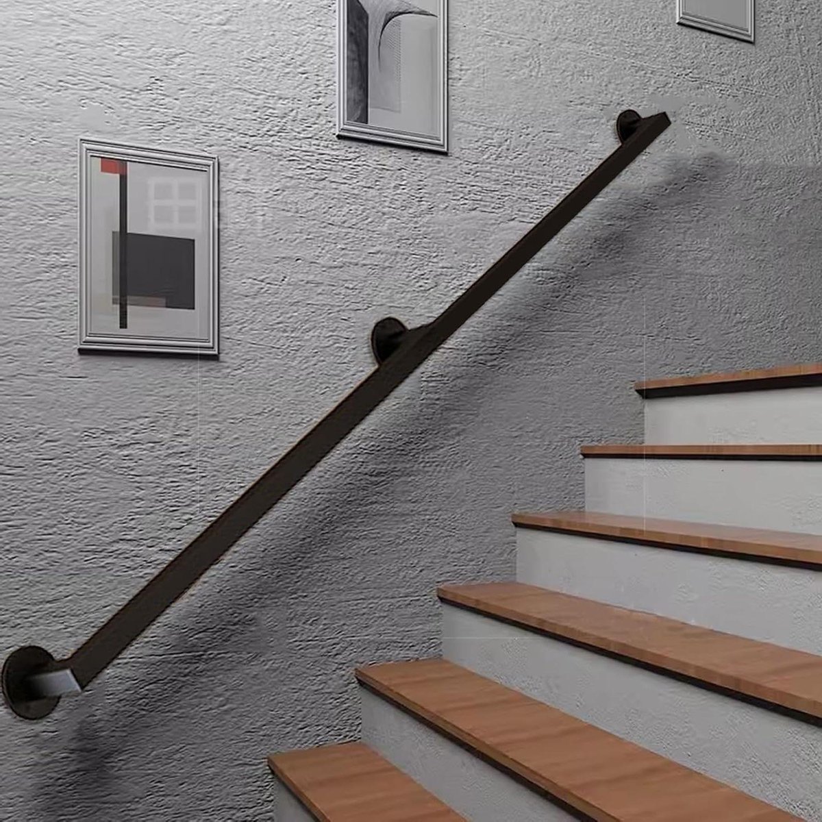 Metalen Trapleuning - Wandsteun Balustrade - Veilig Traplopen - Maatwerk Mogelijk - 80 cm Lengte - Zilver