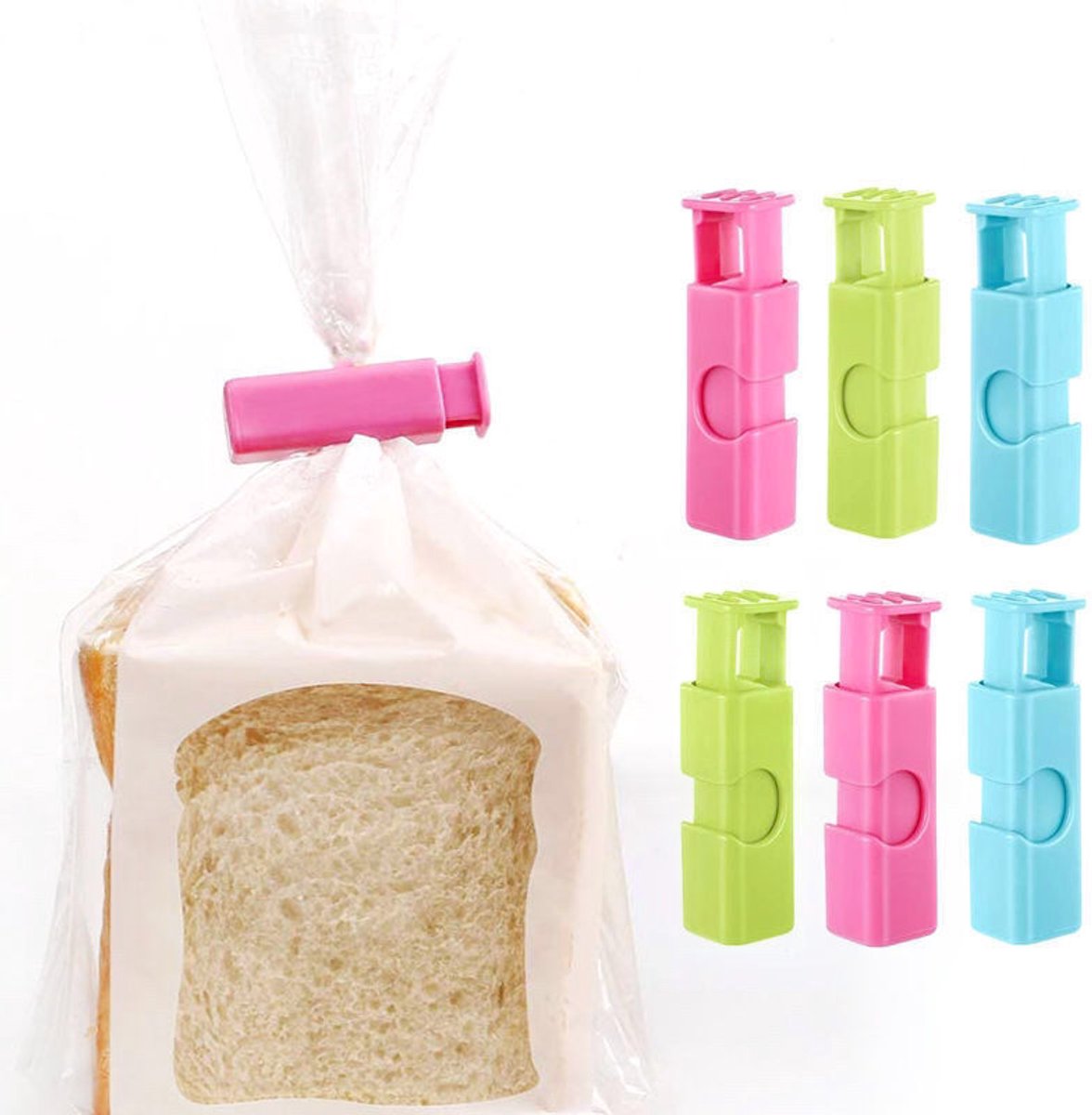 Een set van 12 bagelclips, ook wel bagelclips of broodzakclips genoemd,geschikt voor antisliphandvatten geschikt voor gemakkelijk knijpen en vergrendelen.