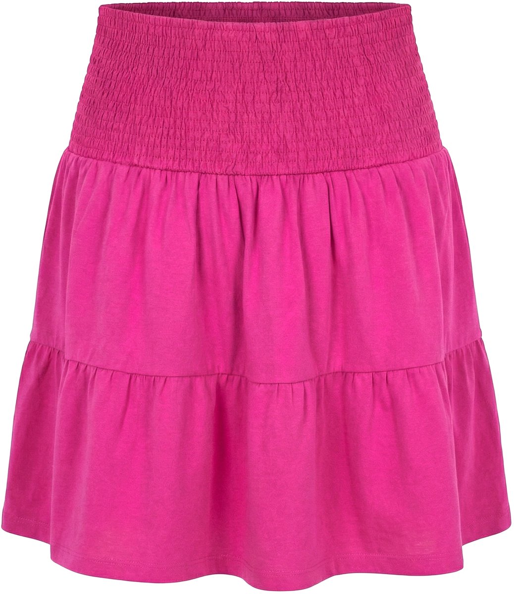 MIAMODA - Dames - Jersey rok A-lijn brede gerimpelde tailleband - Felroze - Maat 42
