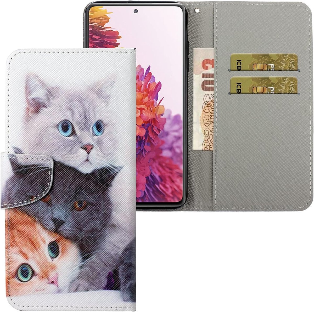 Stijlvolle PU leren wallet case voor Samsung Galaxy S25 met schokbestendige bescherming, magnetische standaard en kaartsleuven voor optimaal gebruiksgemak