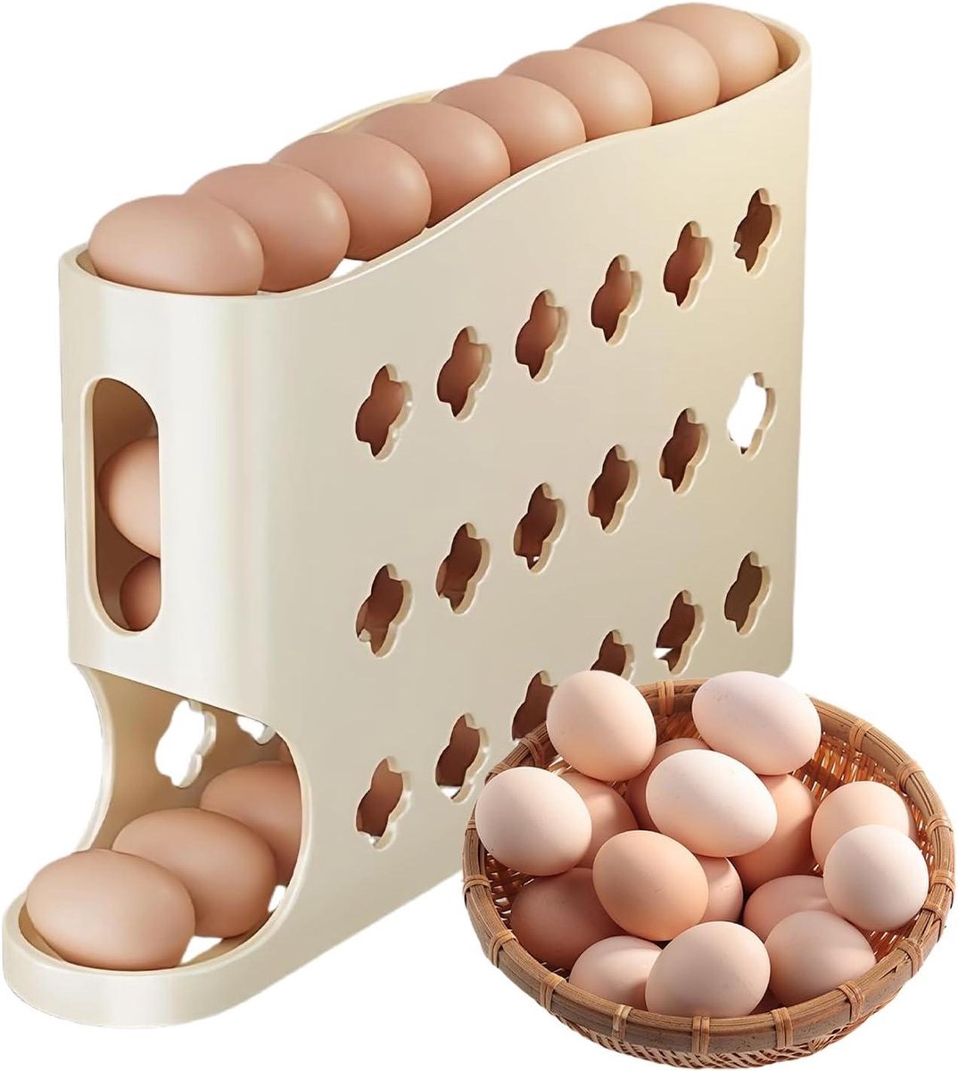 Koelkast Eierrek - Ei Opslag - Keuken Organiseren - Antislip Basis - 5x18x5 cm - Wit